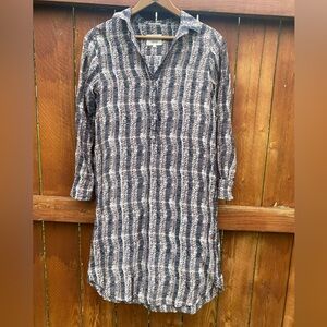Diega French Lightweight Button Up Cotton and Silk Cover up Tunic Dress